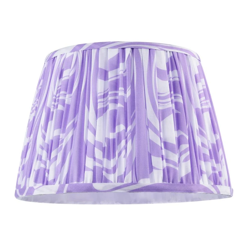 Image of Happy Homewares Modern Lilac Pleated Cotton Fabric Lamp Shade with Wavy Lines Design Size: 12" Lilac Unisex 12"