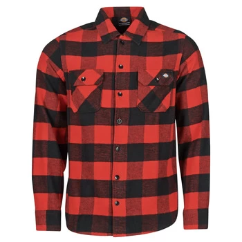 Image of Dickies NEW SACRAMENTO SHIRT RED mens Long sleeved Shirt in Red - Sizes XXL,S,M,L,XL,XS