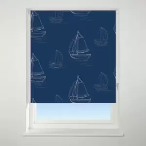 Image of Universal Patterned Boats Navy Daylight Roller Blind Navy