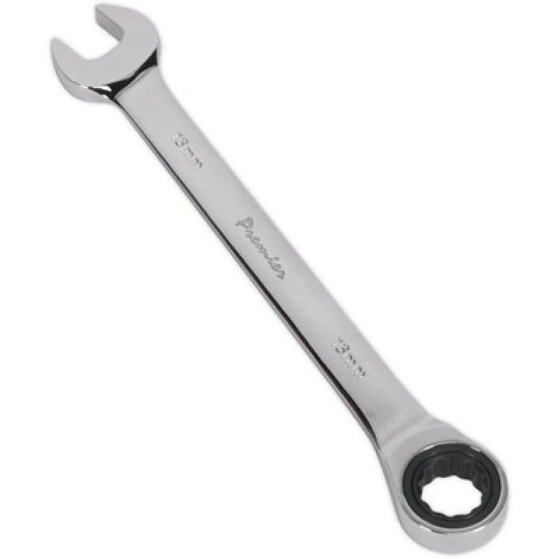 Image of Loops 13mm Ratchet Combination Spanner - Chrome Vanadium Steel - 72 Tooth Ratchet Ring Metallics