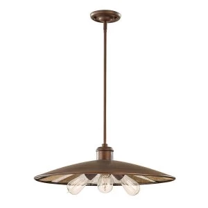 Image of 3 Light Large Dome Ceiling Pendant Bronze, E27