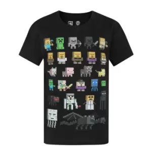Image of Minecraft Official Boys Sprites Characters T-Shirt (7-8 Years) (Black)