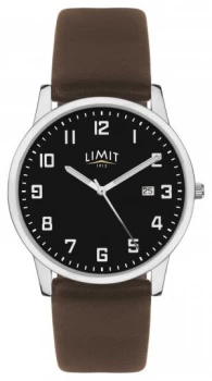 Image of Limit Mens Dark Brown Leather Strap Black Dial 5744.01 Watch