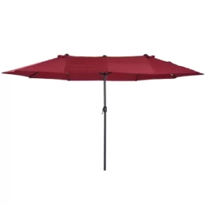 Image of Outsunny 4.6m Double-Sided Patio Parasol Sun Umbrella-Wine Red