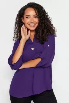 Image of Statement Button Tab Sleeve Shirt