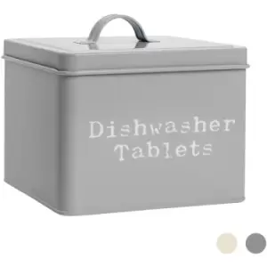Image of Harbour Housewares - Vintage Metal Dishwasher Tablets Canister - Grey