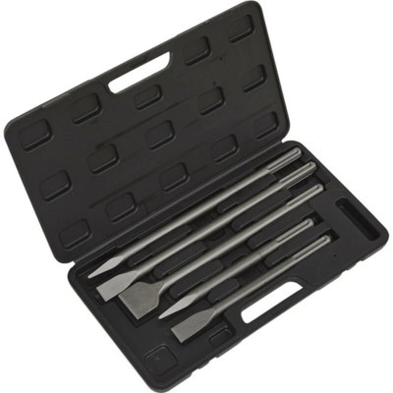 Image of Loops 5 Piece SDS MAX Demolition Kit - Flat & Pointed Chisels - Sturdy Storage Case Metallics