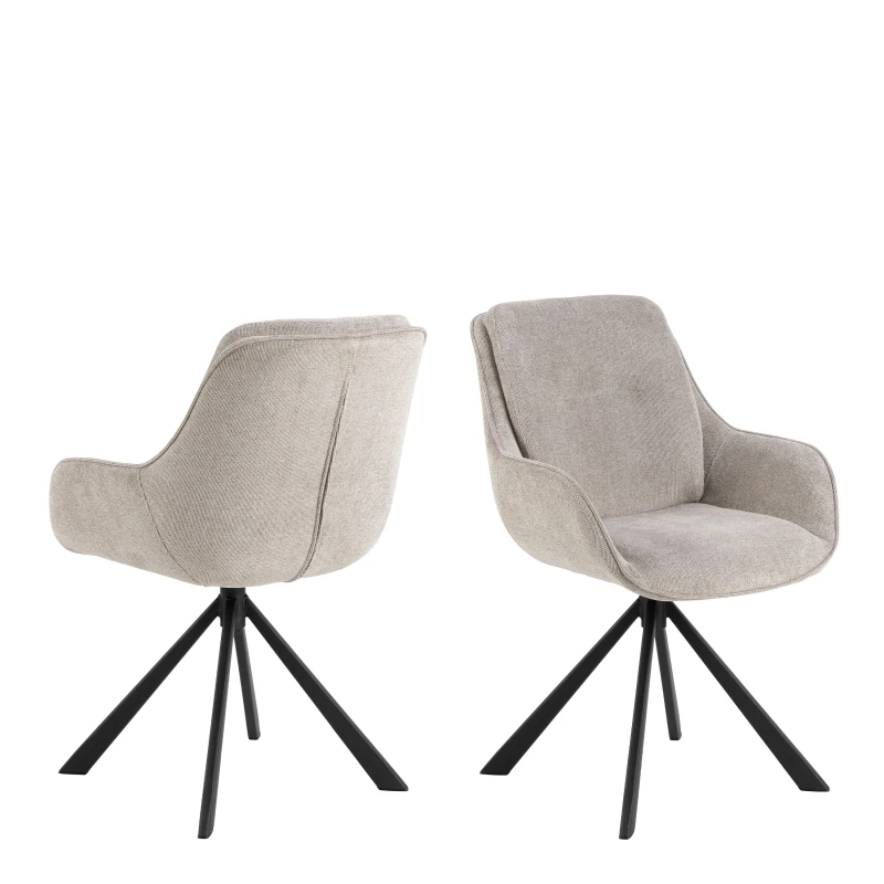 Image of Furniture To Go Carrie Swivel Dining Chair in Sand Set of 2 in Light Grey Light Grey Unisex