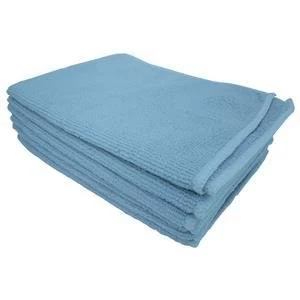 Image of 5 Star Microfibre Cleaning Cloths for Dry or Damp Multisurface Use Blue Pack of 6