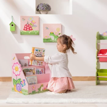 Image of Fantasy Fields Magic Garden Kids Bookshelf Bookcase Book and Toy Organiser Storage TD-13142A - Pink/ Multi-color
