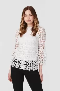 Image of Lace Sheer Long Sleeve Blouse