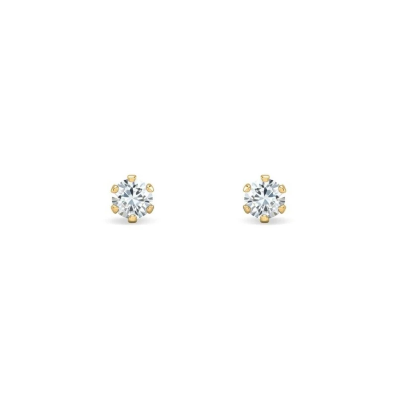 Image of Jewelco London 9ct Gold CZ 6 Claw Solitaire Stud Earrings, 3mm ⅕ Carat - JES097 Gold unisex