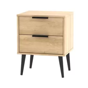 Image of Hirato 2 Drawer Soft Oak Locker With Black Wooden Legs