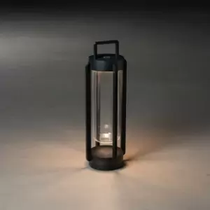 Image of Konstsmide Otranto Outdoor Effect Portable Lantern USB Black Dimmable 44cm 2700K, 3000), IP54
