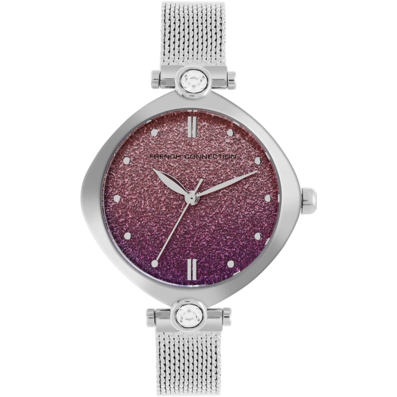 Image of French Connection Sheen SHIMMER Round Analog Watch With Steel Mesh Strap For Her Purple female One Size