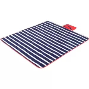 Image of Yello Fleece Outdoor Picnic Rug - Blue Stripe