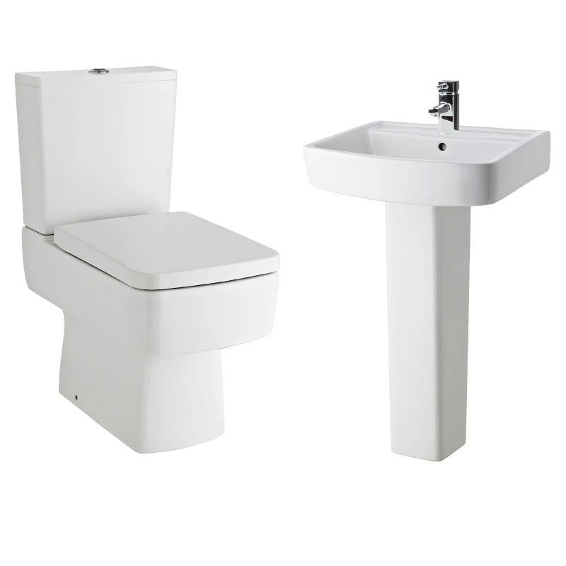 Image of Balterley Compact Semi Flush to Wall Toilet Cistern Seat Basin Full Pedestal White unisex