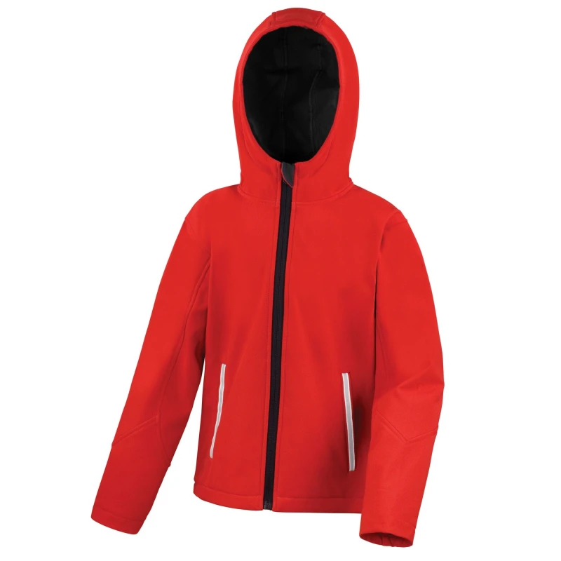 Image of Result Core TX Performance Hooded Soft Shell Jacket in Red Size: 11-12 Years Red Unisex 11-12 Years