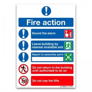 Image of Safety Sign Fire Action Symbols A4 PVC (1 Pack)