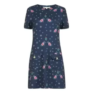 Image of Yumi Navy Mistletoe Terrier Tunic Dress - Blue