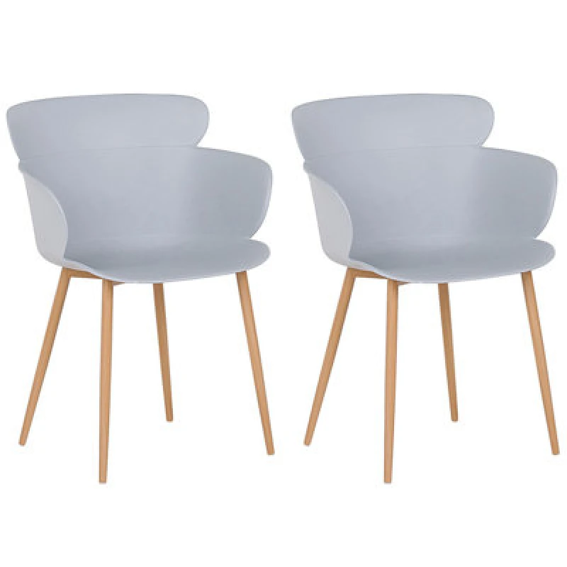 Image of Beliani Set Of 2 Dining Chairs Sumkley Light Grey