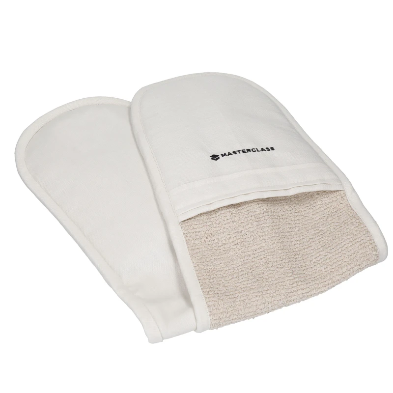 Image of MasterClass Deluxe Professional Double Oven Glove Cream unisex 107x19cm