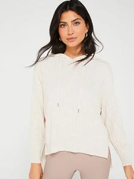 Image of Only Grey / Pumice Stone Tessa Hood Detail Knitted Pullover