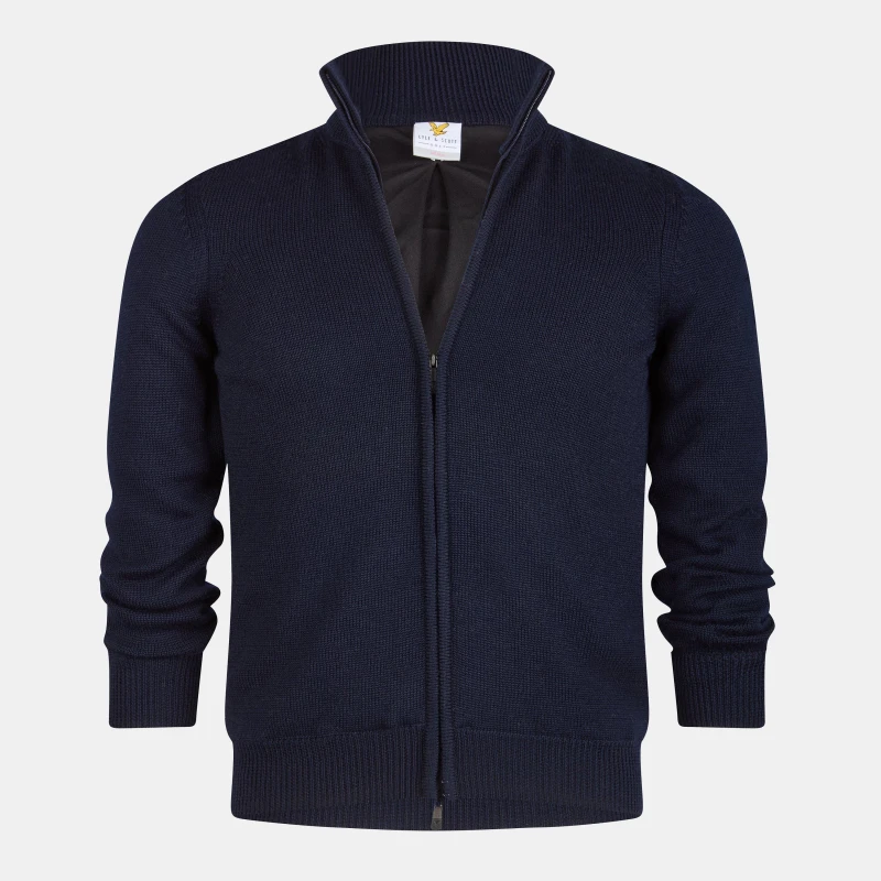 Image of Lyle and Scott Zip-Up Cardigan - Blue Blue XS