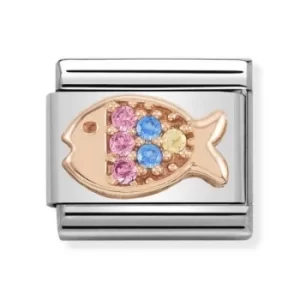 Image of Nomination CLASSIC Rose Gold Symbols Multi-Coloured Cubic Zirconia...