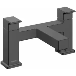 Image of Vernis Shape Bathroom Bath Mixer Tap Twin Lever Modern Square Black - Black - Hansgrohe