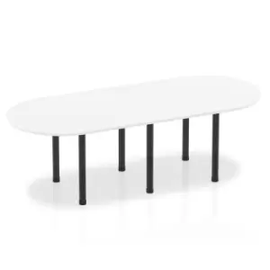 Image of Impulse 2400mm Boardroom Table White Top Black Post Leg