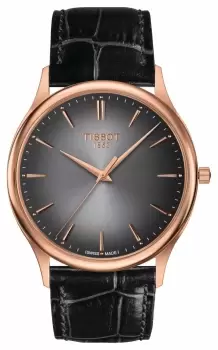 Image of Tissot T9264107606100 Excellence 18ct Gold Black Sunray Dial Watch