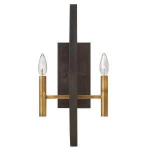 Image of 2 Light Indoor Candle Wall Light Bronze, E14