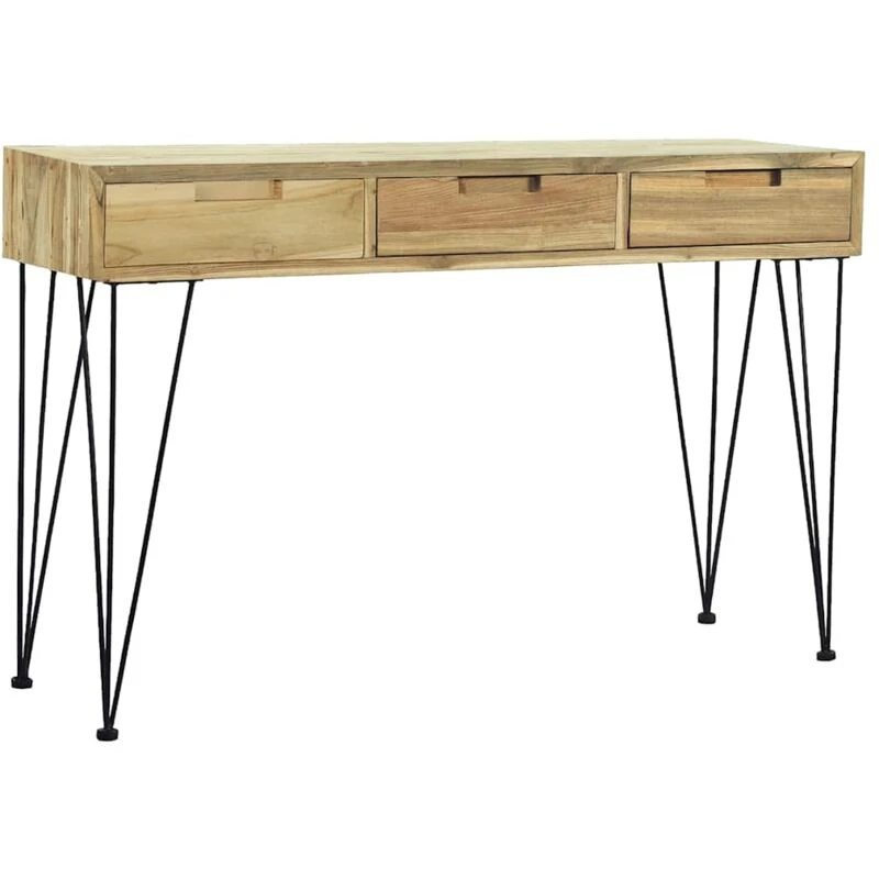 Image of vidaXL Solid Teak Console Table 120x35x76cm with 3 Drawers Sideboard Desk