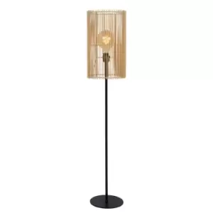 Image of Jantine Scandinavian Floor Lamp - Ø26cm - 1xE27 - Light Wood
