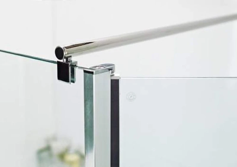 Image of Nes Home Chrome Round Support Bar for Wet Room Glass Panels Silver