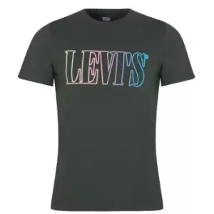 Image of Levis Serif Gradient Logo T Shirt - Green