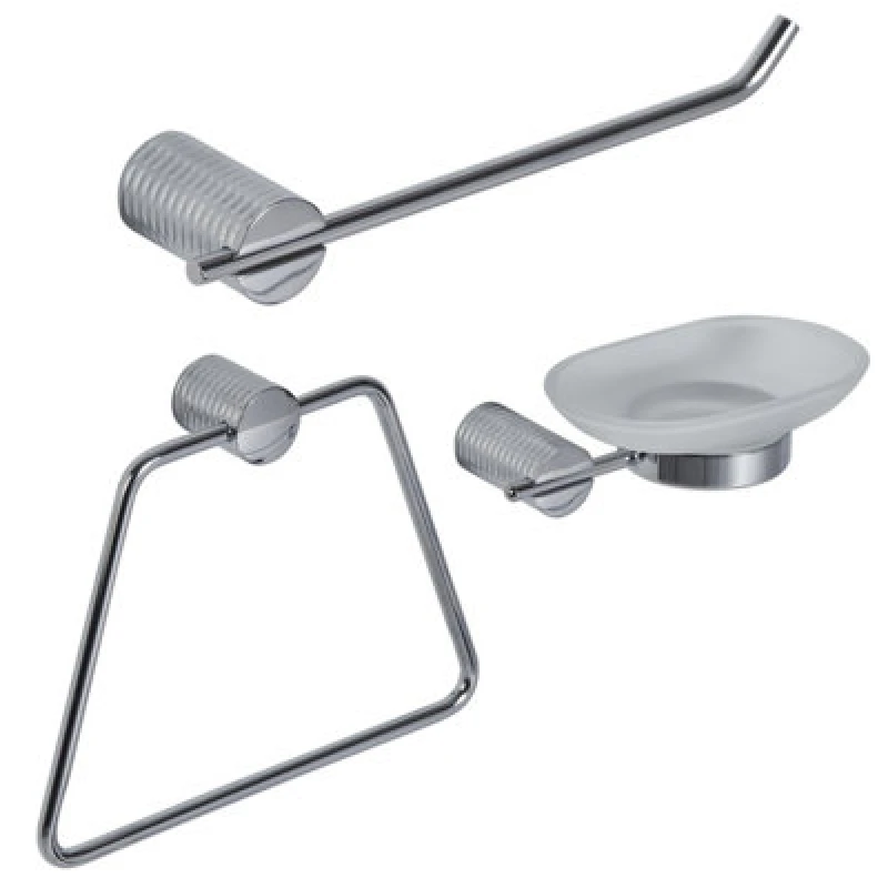 Image of Showerdrape Vitality Chrome Stainless Steel Wall Mounted 3 Piece Bathroom Accessory Set Metallic Silver
