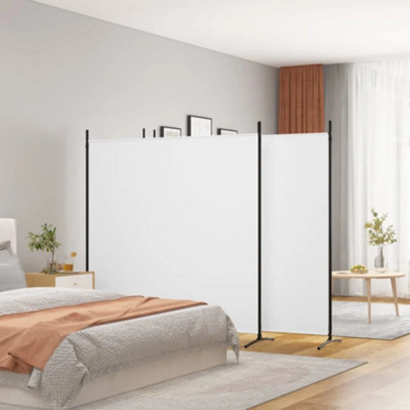 Image of Vidaxl 4-Panel Room Divider White 698X180 Cm Fabric