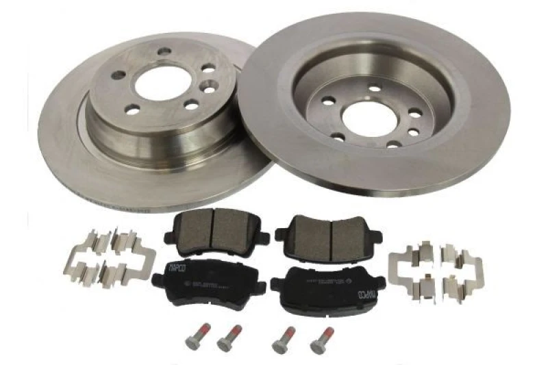 Image of RIDEX 3405B0302 Brake disc and pads set Rear Axle, Brake Disc Type: solid Brake Set,disc brakes (3405)