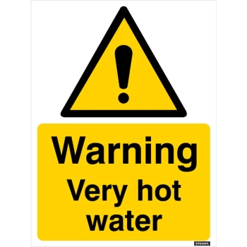 Image of Very Hot Water Vinyl Warning Sign - 150 X 200MM