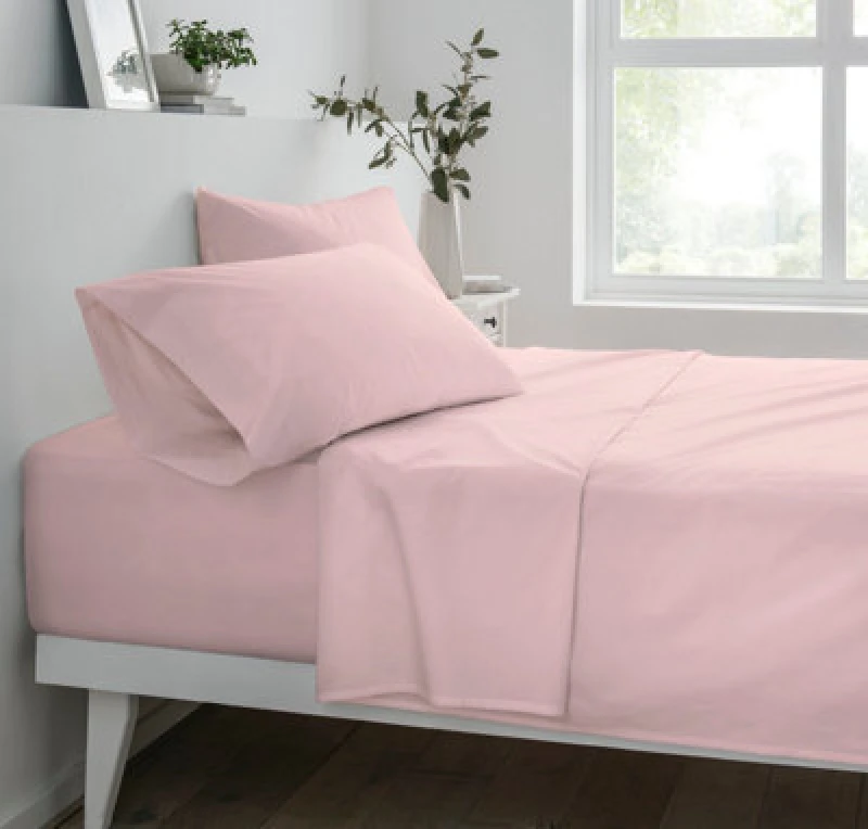 Image of Smart Living Smart Living Polycotton Bed Linen Luxury Fitted Bedsheet or Pillowcase Non Iron in Pink Size: King Fitted Pink King Fitted Unisex 65703