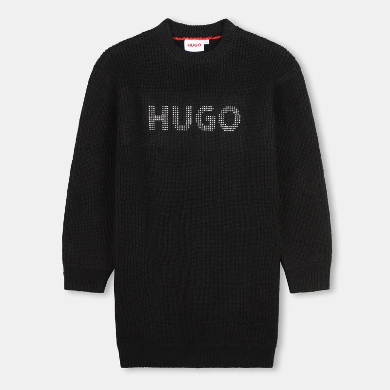 Image of HUGO Long Sleeve Logo Dress Juniors - Black 9 - 10 Years