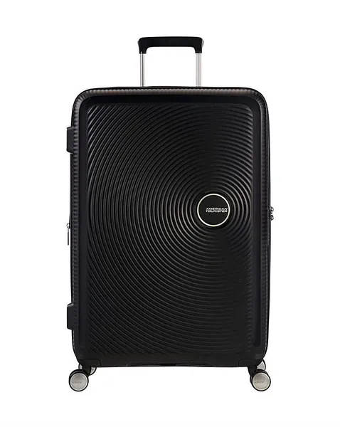 Image of American Tourister SoundBox VZDVW Spinner Medium Hardshell Bass Black Suitcase
