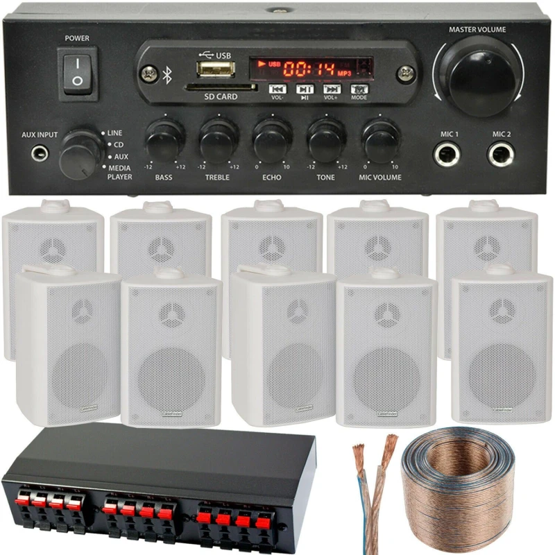 Image of Loops 10 Speaker 5 Zone Background Music Kit Bluetooth Sound System Restaurant Shop Multi unisex