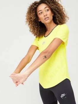 Image of Nike Air Running Tee - Yellow, Size L, Women