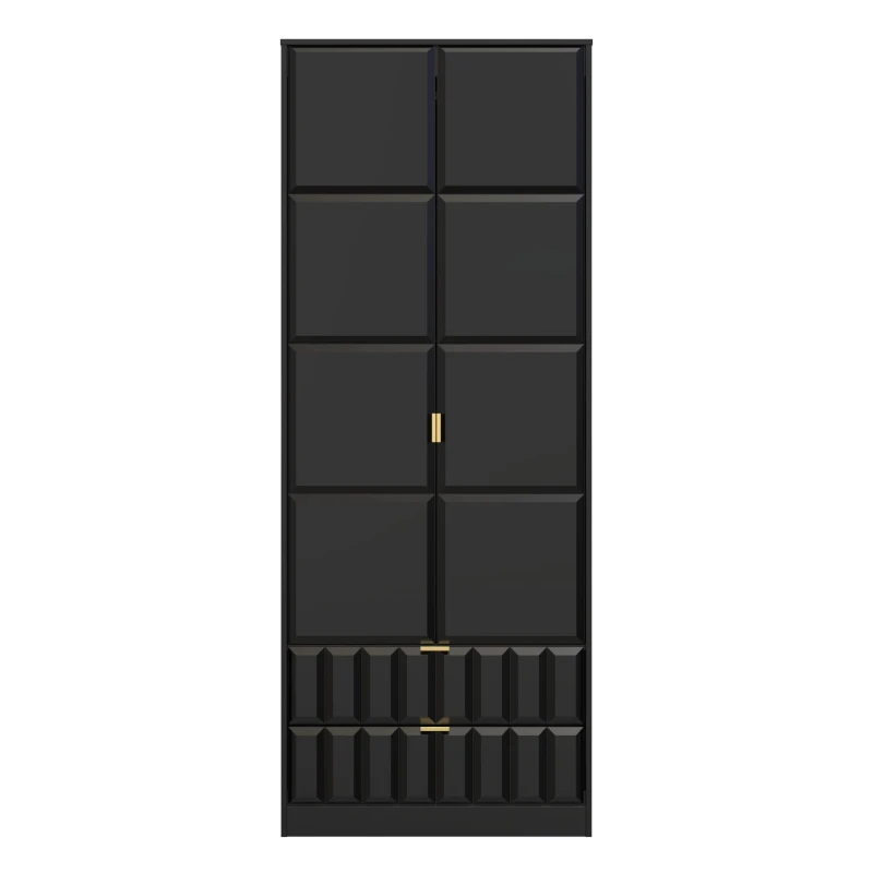 Image of Ready Assembled 2 U Metro 2 Door 2 Drawer Wardrobe (Ready Assembled) in True Black Size: Large True Black Unisex Large
