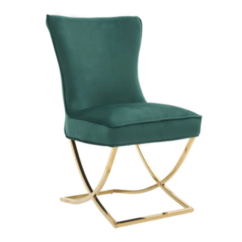 Image of Life Interiors Life Interiors Single Trafalgar Velvet Tufted Dining Chair with Chrome Silver Legs in Green Green One Size Unisex 5060926381350