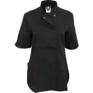 Image of Dennys Womens/Ladies Short Sleeve Fitted Chef Jacket (2XL) (Black) - Black