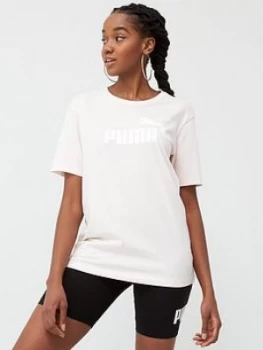 Image of Puma Ess+ Logo Boyfriend T-Shirt - Pink